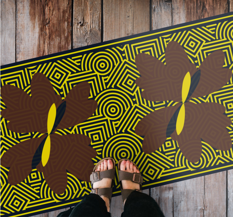 Alfombras vinílicas modernas Diseño de arte marrón y amarillo de  - TenVinilo