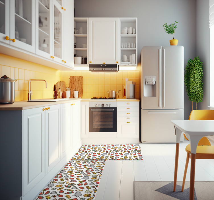 Alfombras de vinilo patrón iconos de comida - TenVinilo