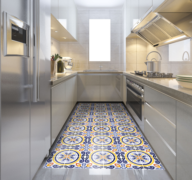 Alfombra vinílica para cocina azulejos de verano - TenVinilo