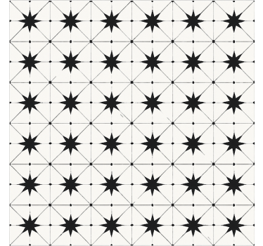 Alfombra vinílica comedor patrón de estrella encáustica - TenVinilo