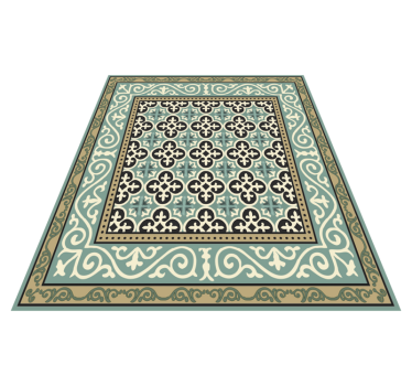 Alfombra vinílica comedor borde encáustico ornamentado - TenVinilo