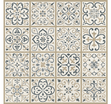 Alfombra vinílica comedor patrón de mosaico neutro - TenVinilo