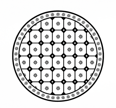 Alfombra vinílica comedor patrón de mosaico en blanco y negro - TenVinilo