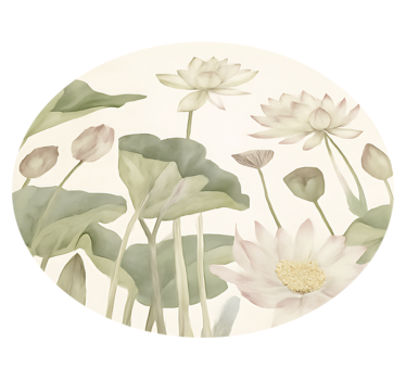 Alfombra vinílica comedor flores botánicas acuáticas - TenVinilo