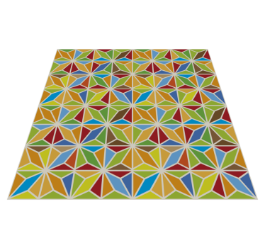 Alfombra vinílica comedor mosaico geométrico caleidoscópico - TenVinilo