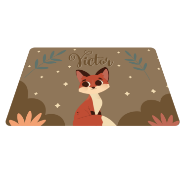 Alfombra vinílica animales zorrito lindo con nombre - TenVinilo