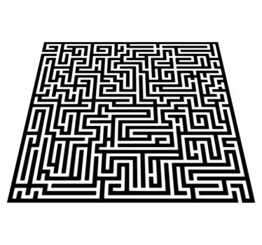Alfombra vinílica comedor laberinto en blanco y negro - TenVinilo