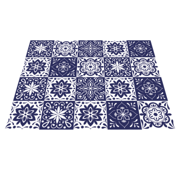 Alfombras de vinilo de azulejos hidraulica floral - TenVinilo