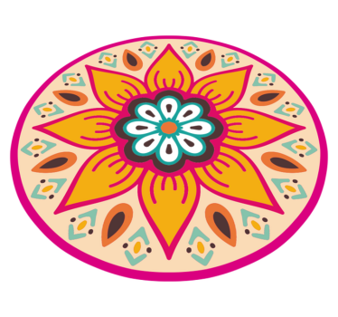 Alfombra vinílica baño redonda mandala de flores - TenVinilo