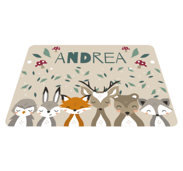 Alfombra vinílica infantil animalitos con nombre - TenVinilo