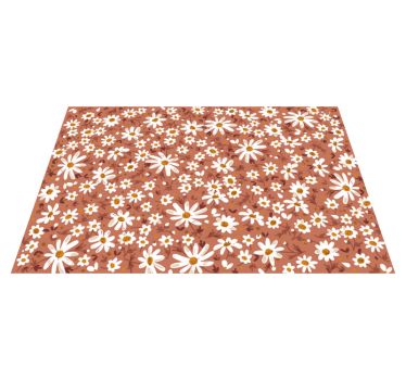 Alfombra vinílica flores patrón floral de margarita - TenVinilo