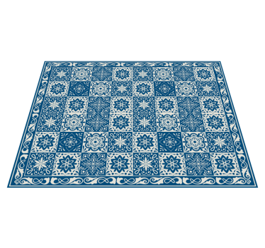 Alfombra vinilo hidráulico blanco y azul - TenVinilo