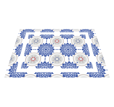 Alfombra de vinilo mandala azulejos azules - TenVinilo