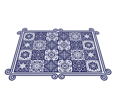 Alfombras hidráulica cocina azulejos azules - TenVinilo