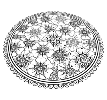 Alfombra vinílica mandala patrón floral mandala - TenVinilo