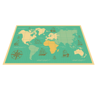 Alfombra vinílica mapamundi Mapa del mundo con barcos - TenVinilo