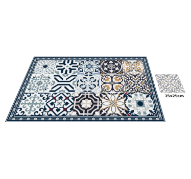 Alfombra vinílica hidráulica azulejos adornados - TenVinilo