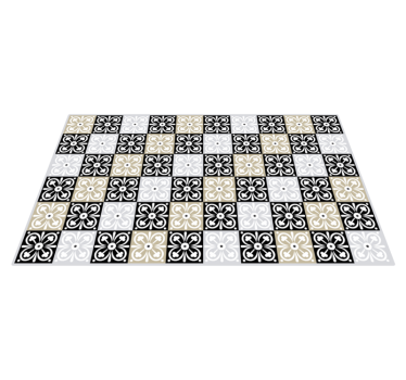 Alfombras vinílicas de azulejos negros hidráulicos - TenVinilo