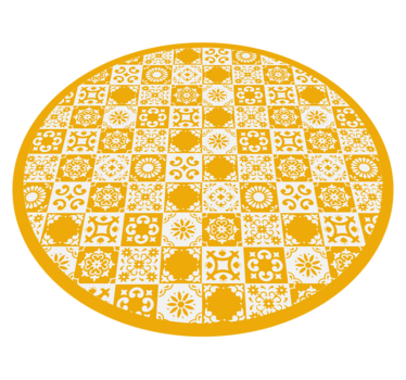 Alfombra vinílica hidráulica mosaico circular adornado - TenVinilo