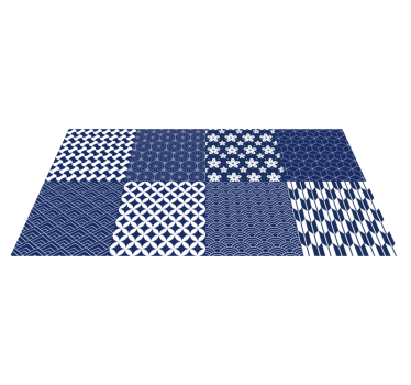 Alfombras vinilo hidráulica azulejos blancos y azules - TenVinilo