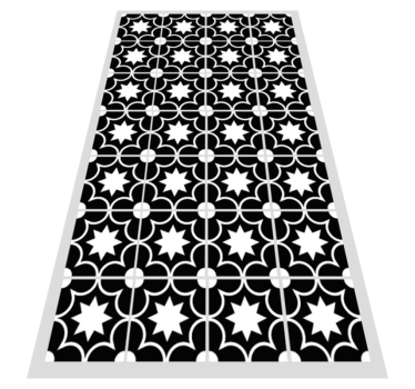 Alfombras vinílicas de azulejos hidráulicos blanco y negro - TenVinilo