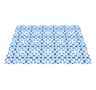 Alfombra vinílica hidráulica azulejo estampado azul - TenVinilo
