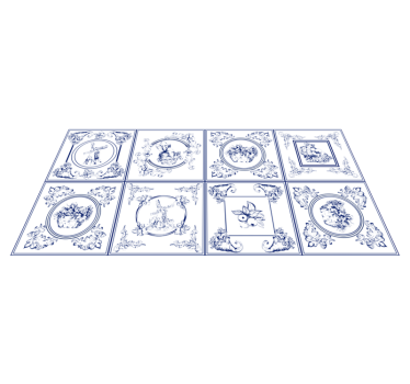 Alfombras vinílicas de azulejos Azulejos azules vintage - TenVinilo