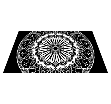 Alfombra vinílica mandala motivo botánico negro - TenVinilo