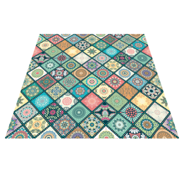 Alfombra vinílica comedor hidráulica azulejos mandala - TenVinilo