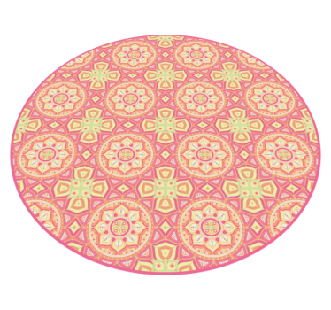 Alfombra vinilo redonda mandalas rosas - TenVinilo