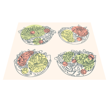 Alfombra vinílica comedor ilustraciones de ensaladera - TenVinilo