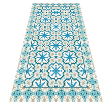 Alfombra vinílica hidráulica estampado botánico azul - TenVinilo