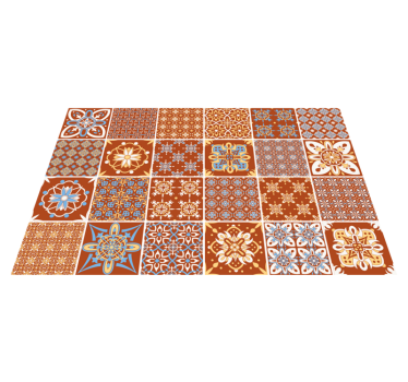 Alfombra vinílica hidráulica mosaico naranja - TenVinilo