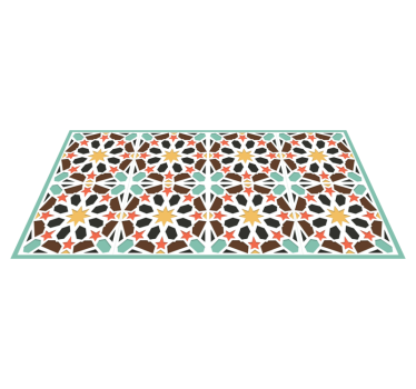 Alfombra vinílica hidráulica azulejos estrellados de colores - TenVinilo