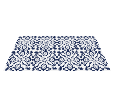 Alfombra vinílica hidráulica diseño floral azul y blanco - TenVinilo