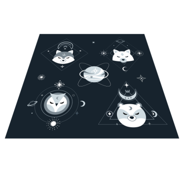 Alfombra vinílica infantil Animales nórdicos cósmicos - TenVinilo