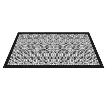 Alfombra vinílica hidráulica patrón floral negro - TenVinilo