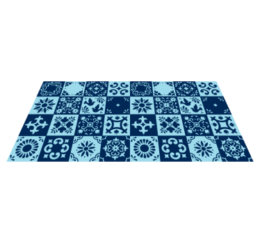 Alfombra vinílica cocina Cocina de mosaico de sombra azul - TenVinilo