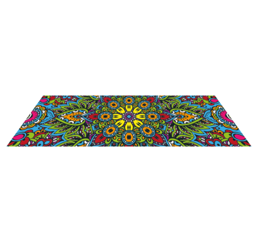 Alfombra vinílica mandala patrones florales vibrantes - TenVinilo