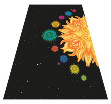 Alfombra vinílica mandala colorido motivo de rayos de sol - TenVinilo