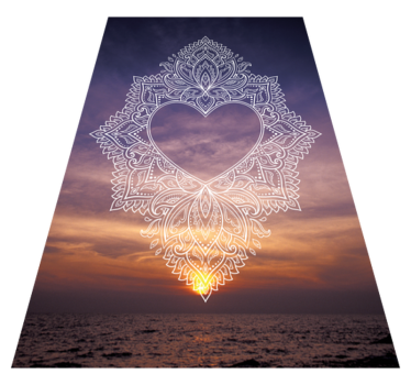 Alfombra vinílica mandala diseño elegante y con corazón - TenVinilo