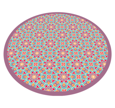 Alfombra vinílica mandala patrón de flores vibrantes - TenVinilo
