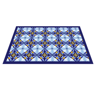 Alfombra vinílica baño azulejos estilo portugués - TenVinilo