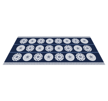 Alfombras vinílica mosaico mandala azul y blanco - TenVinilo