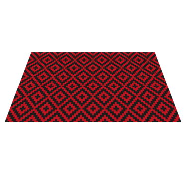 Alfombra vinílica comedor geometría con patrón rojo - TenVinilo