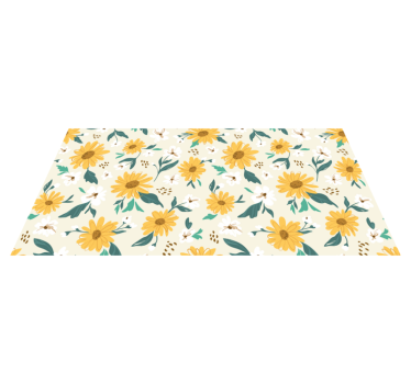 Alfombra vinilo dormitorio Girasoles vintage y flores de margarit - TenVinilo
