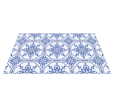 Alfombra vinílica hidráulica elementos de flor azul - TenVinilo