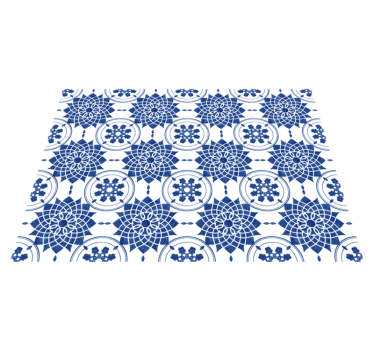Alfombra vinílica mandala intrincados motivos azules - TenVinilo