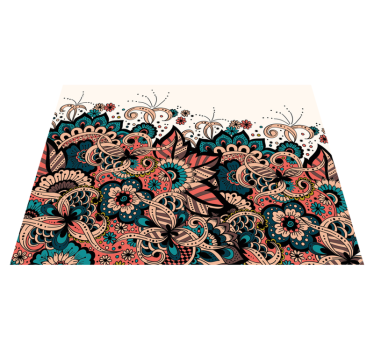 Alfombra vinílica mandala elementos florales vivos - TenVinilo