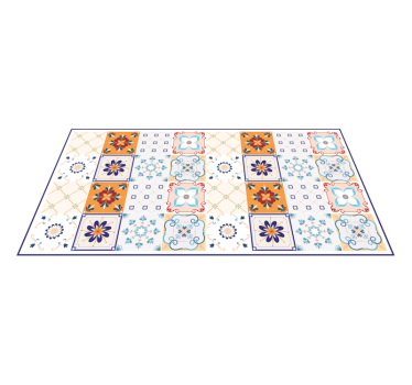 Alfombra vinílica hidráulica patrones cerámicos coloridos - TenVinilo